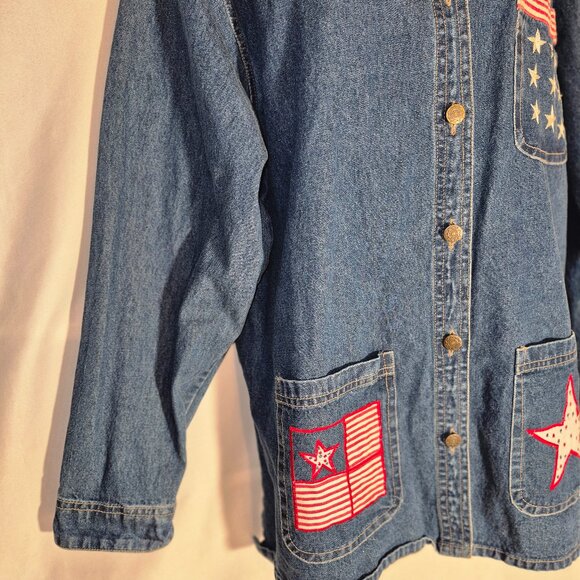 Michelle Louise Vintage Denim Jacket w/ embroidery in size XL - Picture 12 of 16